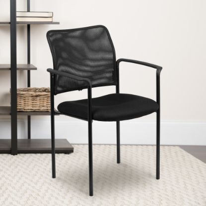 Picture of Flash Furniture Mesh Stackable Steel Side Chair With Arms, Black