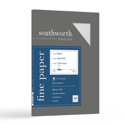 Picture of Southworth Granite Specialty Paper, 8 1/2in x 11in, 24 Lb, 75% Recycled, Gray, Pack Of 100 Sheets