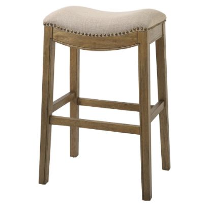 Picture of New Ridge Home Goods Saddle-Style Bar Stool, Natural/Cream