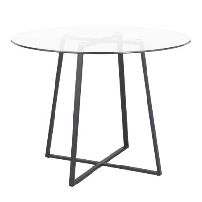 Picture of LumiSource Cosmo Glass Dining Table, 30-1/4inH x 39-1/2inW x 39-1/2inD, Clear/Black