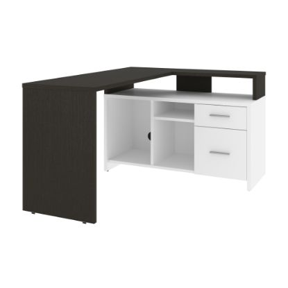 Picture of Bestar Equinox 57inW L-Shaped Corner Desk, White/Deep Gray