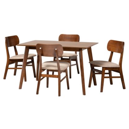 Picture of Baxton Studio Euclid 5-Piece Dining Set, Sand/Walnut Brown