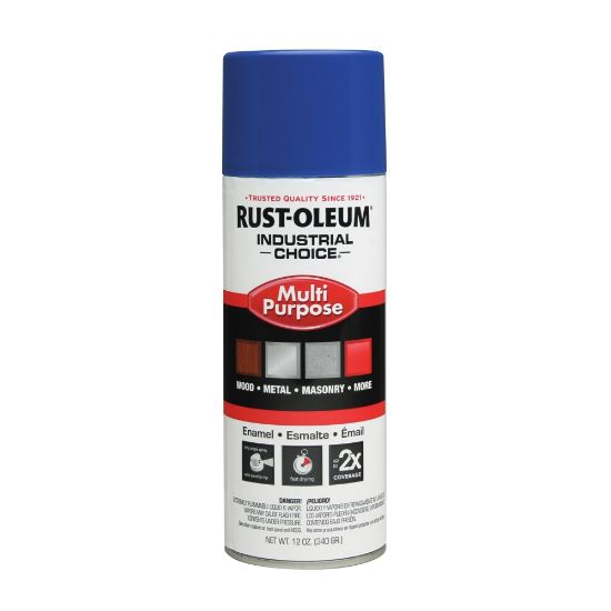 Picture of Rust-Oleum Industrial Choice 1600 System Multi-Purpose Enamel Spray Paint, 12 Oz, Gloss Safety Blue, Case Of 6 Cans