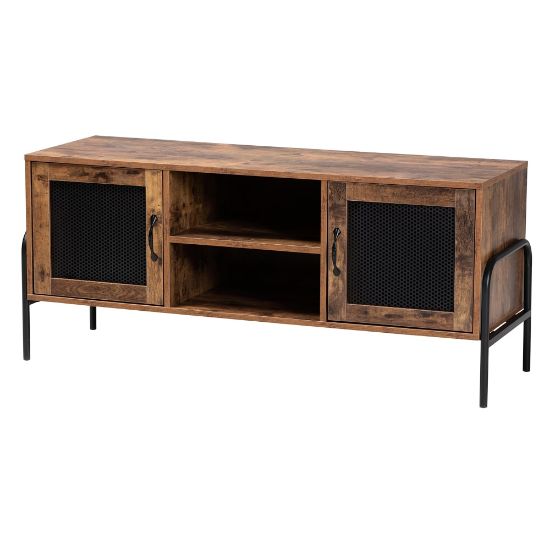 Picture of Baxton Studio Valeska Modern Industrial 2-Door TV Stand For 63in TVs, 21-1/8inH x 48-7/16inW x 15-3/4inD, Walnut Brown