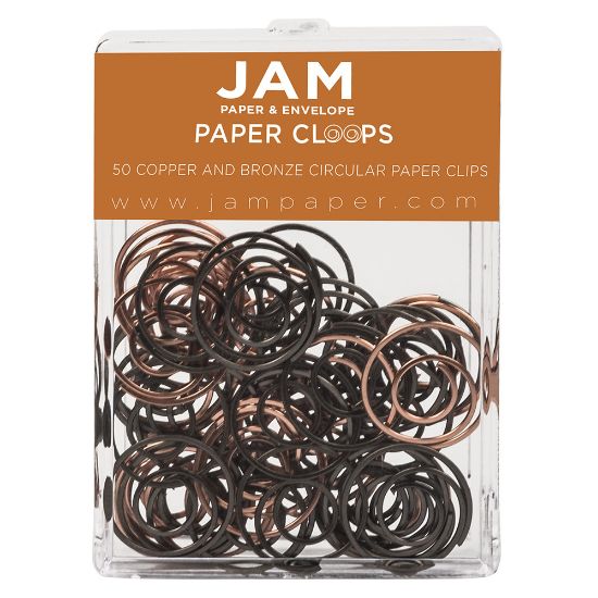 Picture of JAM Paper Circular Paper Clips, Box Of 50, Copper/Bronze