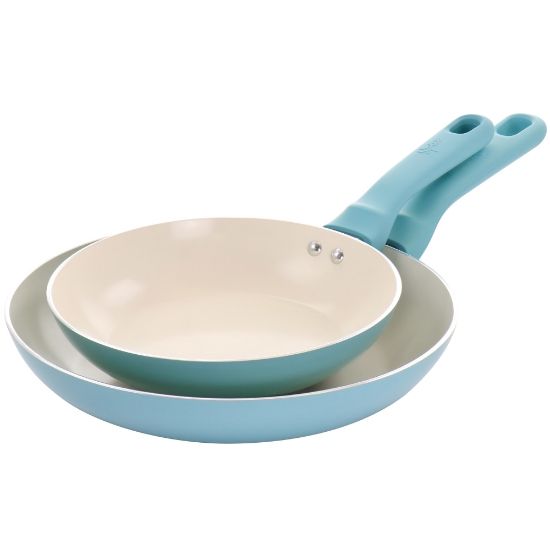 Picture of Spice by Tia Mowry Savory Saffron 2-Piece Ceramic Non-Stick Aluminum Frying Pan Set, Mint