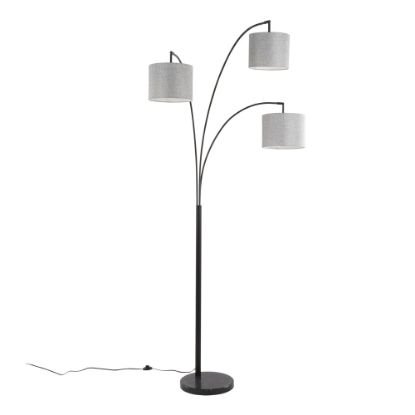 Picture of LumiSource Willow Linen Floor Lamp, 89inH, Gray Shade/Black Base