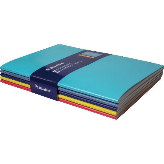 Picture of Rediform Blueline 5 Notebooks, Pack Of 5, 5 3/4in x 8 1/4in, 64 Sheets, Assorted Colors