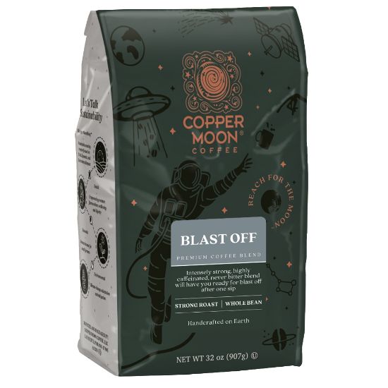 Picture of Copper Moon Whole Bean Coffee, Blast Off High Caffeine Blend, 2 Lb Bag