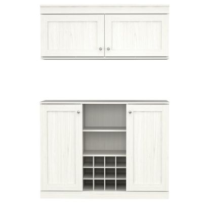 Picture of Inval 2-Piece Shaker Style Buffet Storage Cabinet System, 35-7/16inH x 47-1/4inW x 16-3/4inD, Washed Oak