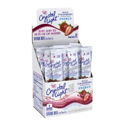 Picture of Crystal Light On-The-Go Sugar-Free Drink Mix, Wild Strawberry Energy, 0.13 Fl Oz, 30 Packets Per Box, Pack Of 2 Boxes