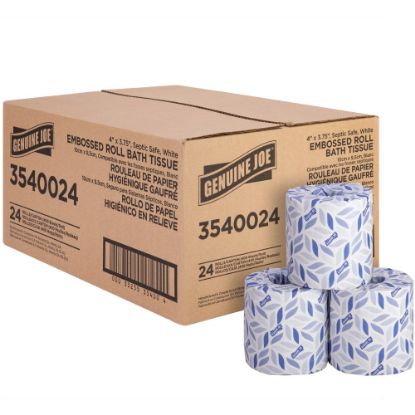 Picture of Genuine Joe 2-ply Bath Tissue Rolls - 2 Ply - 4in x 3.75in - 400 Sheets/Roll - White - 24 / Carton