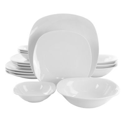 Picture of Gibson Home Zen Cafe 16-Piece Square Dinnerware Set, White