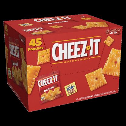 Picture of Cheez-It Baked Snack Crackers, Original Flavor, 1.5 Oz Bags, Box Of 45