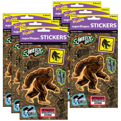 Picture of Trend superShapes Stickers, Squatch Watch, 64 Stickers Per Pack, Set Of 6 Packs