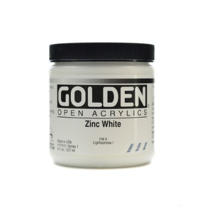 Picture of Golden OPEN Acrylic Paint, 8 Oz Jar, Zinc White