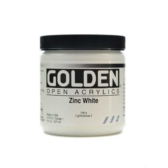 Picture of Golden OPEN Acrylic Paint, 8 Oz Jar, Zinc White