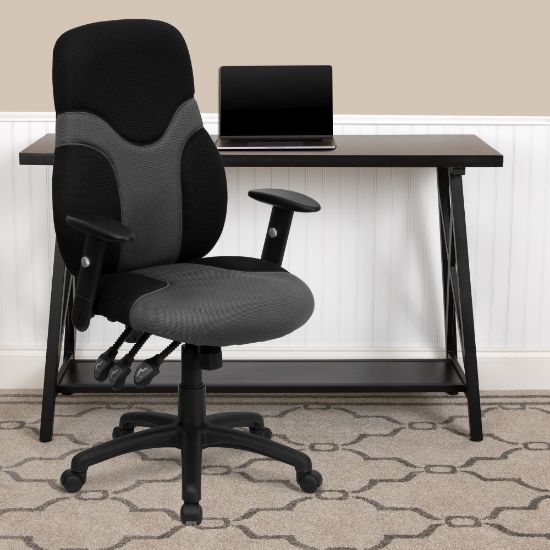 Picture of Flash Furniture Mesh High-Back Ergonomic Swivel Chair With Adjustable Arms, Black/Gray