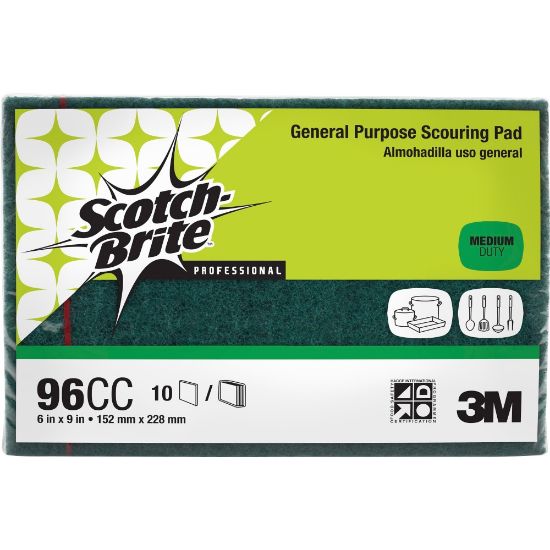 Picture of Scotch-Brite General-Purpose Scouring Pads - 6in Width x 9in Length - 60/Carton - Synthetic Fiber - Green