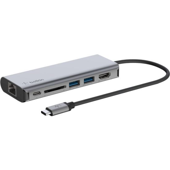 Picture of Belkin USB-C 6-in-1 Multiport Adapter, Laptop Docking Station, 4k HDMI, 100W Power Delivery - USB Type C - USB Type-C - Wired