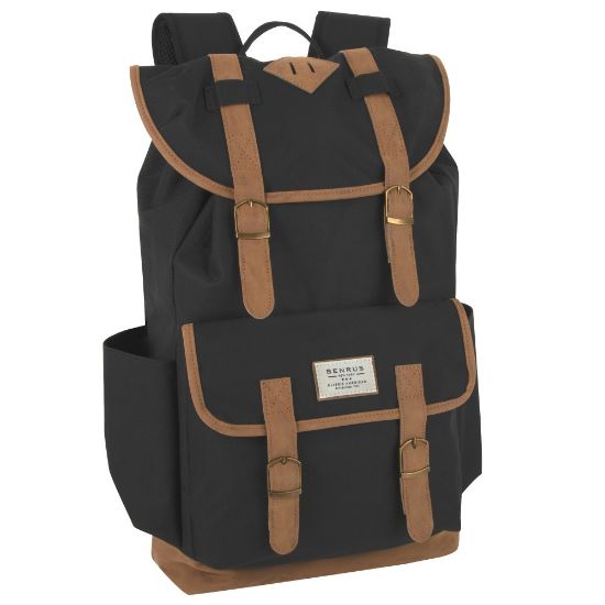 Picture of Benrus Scout Backpack With 17in Laptop/Tablet Pocket, Black/Brown