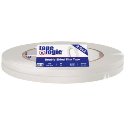 Picture of Tape Logic Double-Sided Film Tape, 3in Core, 0.25in x 180ft, White, Pack Of 2