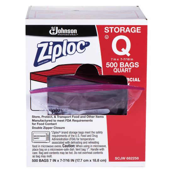 Picture of Ziploc Storage Bags, 1 Qt, Box Of 500 Bags