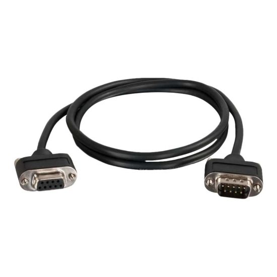 Picture of C2G 3ft CMG-Rated DB9 Low Profile Cable M-F - 3 ft Serial Data Transfer Cable - First End: 1 x 9-pin DB-9 RS-232 Serial - Male - Second End: 1 x 9-pin DB-9 RS-232 Serial - Female - Shielding - Black