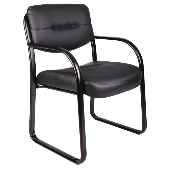 Picture of Boss Office Products LeatherPlus Bonded Leather Contoured Guest Chair, Black