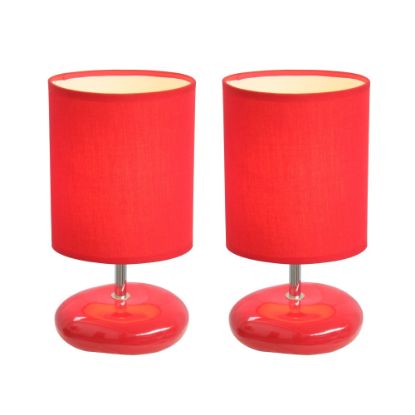 Picture of Simple Designs Stonies Small Stone Look Table Bedside Lamp 2 Pack, Red