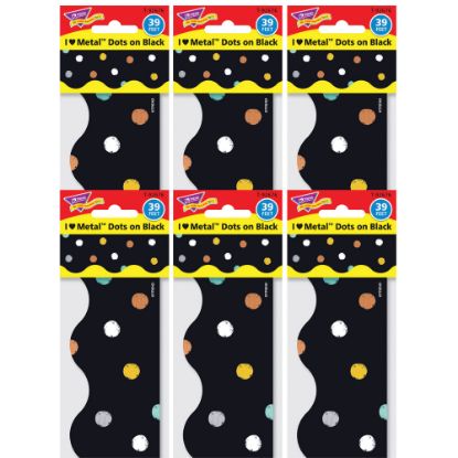 Picture of TREND I &hearts; Metal Dots on Black Terrific Trimmers, 39 Feet Per Pack, 6 Packs