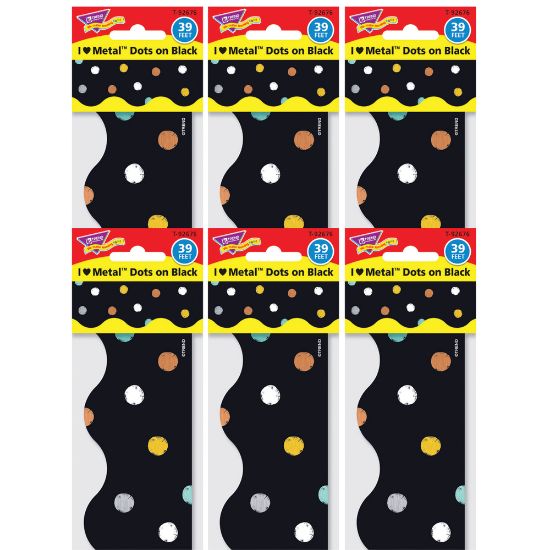 Picture of TREND I &hearts; Metal Dots on Black Terrific Trimmers, 39 Feet Per Pack, 6 Packs