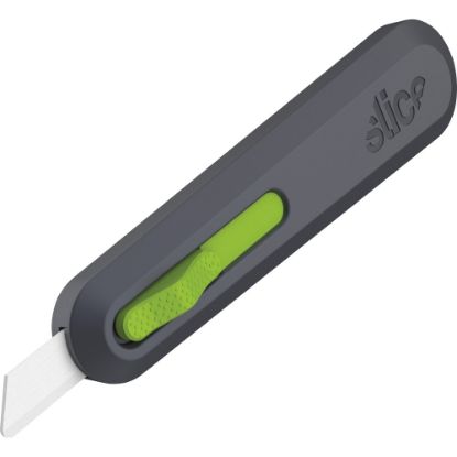 Picture of Slice Auto Retract Utility Knife - Ceramic Blade - Retractable, Non-sparking, Non-conductive, Rust-free Blade, Durable, Ambidextrous, Comfortable - Glass-filled Nylon, Stainless Steel, Zirconia, Carbon Steel - Gray, Green - 6.1in Length - 1 Each