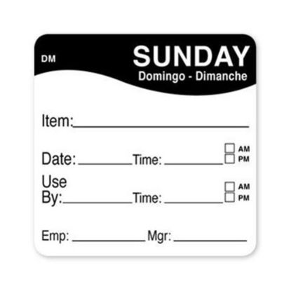 Picture of DayMark DissolveMark Sunday Use By Labels, 81486, 2in x 2in, Roll Of 250 Labels