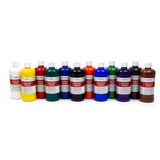 Picture of Handy Art Acrylic Paint, 16 Oz, Assorted Colors, Pack Of 12 Bottles