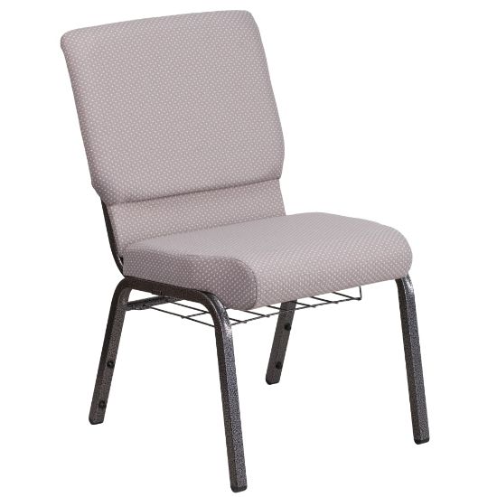 Picture of Flash Furniture HERCULES Church Chair With Book Rack, Gray Dot/Silver Vein