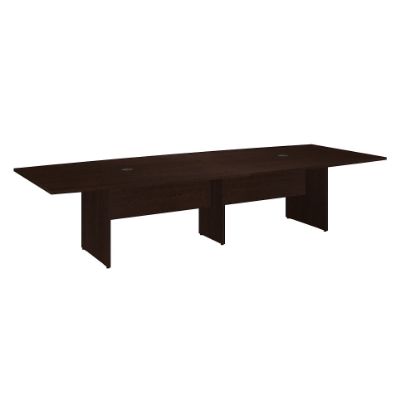 Picture of Bush Business Furniture 120inW x 48inD Boat Shaped Conference Table with Wood Base, Mocha Cherry, Standard Delivery