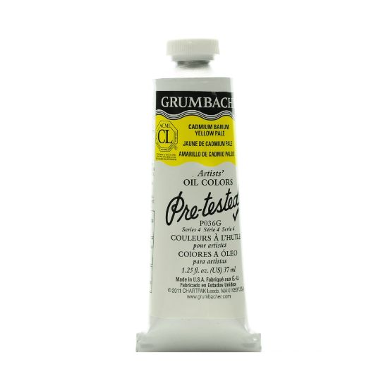 Picture of Grumbacher P036 Pre-Tested Artists Oil Colors, 1.25 Oz, Cadmium Barium Yellow Pale