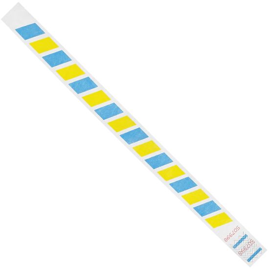 Picture of Tyvek Wristbands, Stripes, 3/4in x 10in, Blue/Yellow, Case Of 500