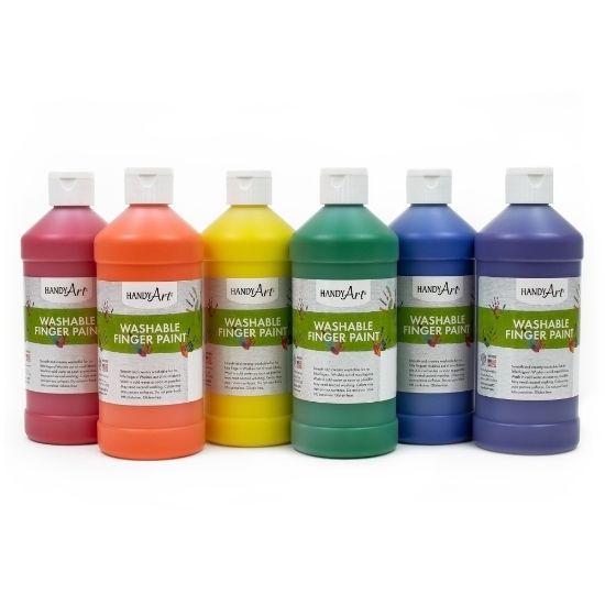 Picture of Handy Art Washable Finger Paint, 16 Oz, Assorted Primary Colors, Set Of 6 Bottles