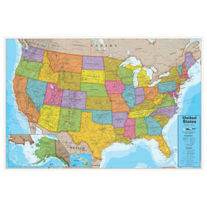 Picture of Waypoint Geographic Blue Ocean Laminated Wall Map, 24in x 36in, USA