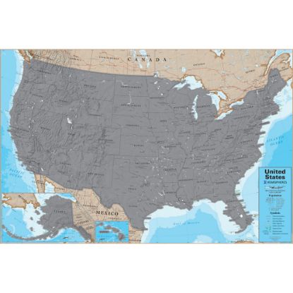 Picture of Hemispheres Scratch-Off Laminated Wall Map, 24in x 36in, USA