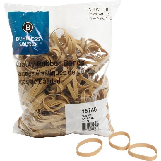 Picture of Business Source Quality Rubber Bands - Size: #62 - 2.5in Length x 0.3in Width - Sustainable - 450 / Pack - Rubber - Crepe