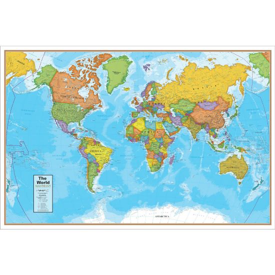 Picture of Waypoint Geographic Blue Ocean Laminated Wall Map, 24in x 36in, World