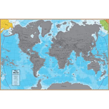 Picture of Hemispheres Scratch-Off Laminated Wall Map, 24in x 36in, World