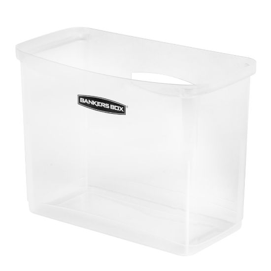 Picture of Bankers Box Portable Open Desktop File Box with Side Handles, 1 Each - Desktop - Hanging Rail, Handle, Durable - Clear - Polypropylene - 1 Each