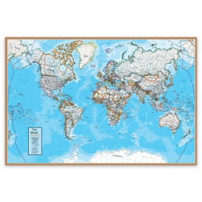 Picture of Waypoint Geographic Contemporary Laminated Wall Map, 24in x 36in, World