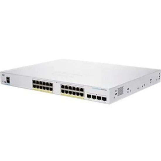 Picture of Cisco 250 CBS250-24PP-4G Ethernet Switch - 24 Ports - Manageable - 2 Layer Supported - Modular - 4 SFP Slots - 138.90 W Power Consumption - 100 W PoE Budget - Optical Fiber, Twisted Pair - PoE Ports - Rack-mountable - Lifetime Limited Warranty