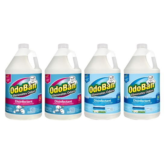 Picture of OdoBan Odor Eliminator Disinfectant Concentrate, 128 Oz, Case Of 2 Cotton Breeze And 2 Fresh Linen Scent Bottles