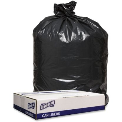 Picture of Genuine Joe Low Density Black Can Liners - 56 gal Capacity - 43in Width x 47in Length - 1.20 mil (30 Micron) Thickness - Low Density - Black - 100/Carton - Can - Recycled